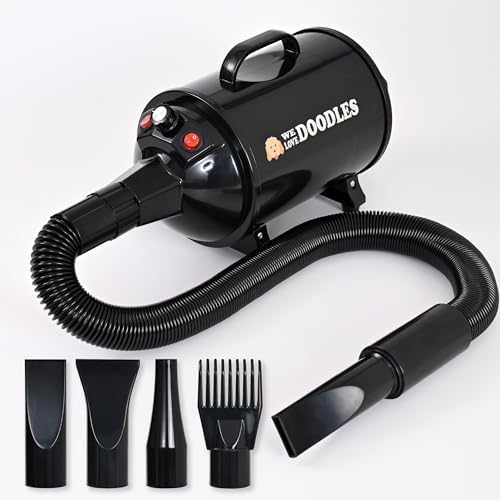 We Love Doodles pet dryer with hose and nozzles