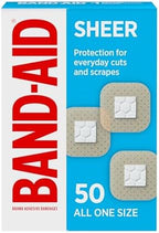 Close up of sterile individually wrapped small square spot bandages for discreet first aid.