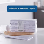Non sterile paper measuring guide demonstrating dual centimeter and inch markings