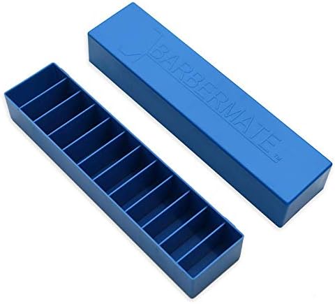 BarberMate twelve slot barber tool tray with detachable lid open demonstrating blade placement.