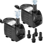 Growneer 30W water pump paired with the three included interchangeable nozzles