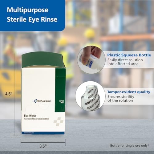 Individual one ounce sterile eye wash bottle with screw cap