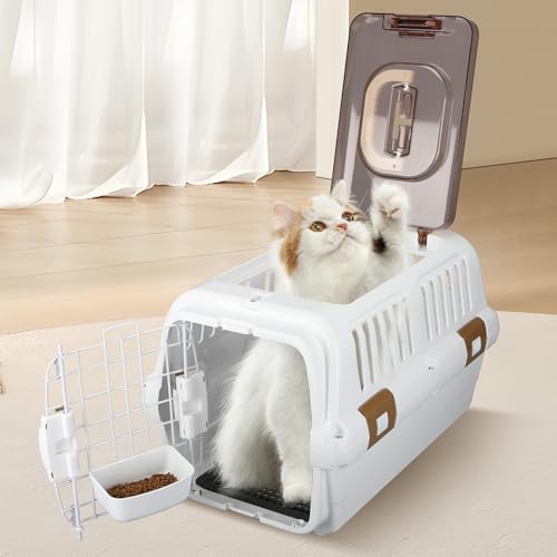 Triplehare imported cat travel kennel package with ergonomic carrying handle