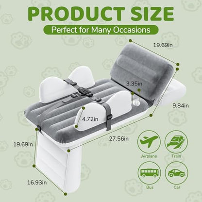 Abdtech kids travel mattress extender placed flat on an airplane seat showing the independent air valve system.