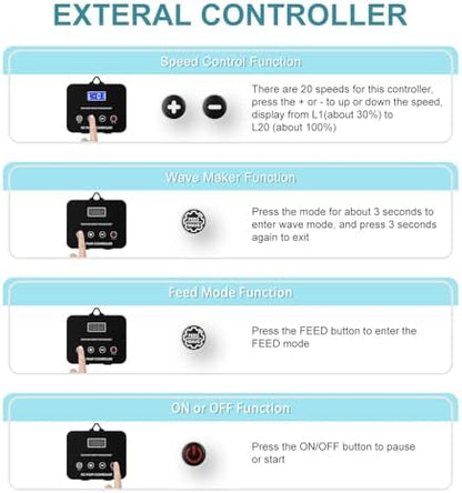 Full product kit of the JEREPOND 24V DC return pump including power adapter and fittings.