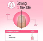 Authentic Nail Tek strengthener base coat brush applicator dipping into the clear formula three bottle