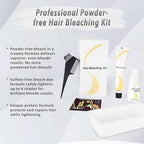 Step by step mixing instructions for the JUANCHI cream hair lightener and developer in a professional bowl