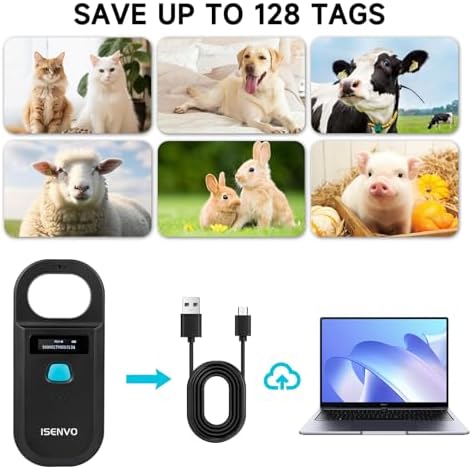 Portable rechargeable microchip scanner for livestock and pets