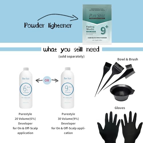 PureStyle fifty gram dust free hair bleaching powder packet demonstrating compact salon grade packaging
