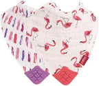 Detailed view of the multi-textured corner teether on Nuby bib.