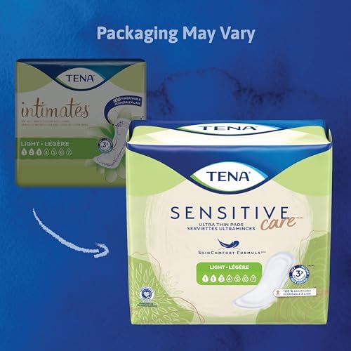 TENA Sensitive Care Ultra Thin Light incontinence pads regular length dual pack display.