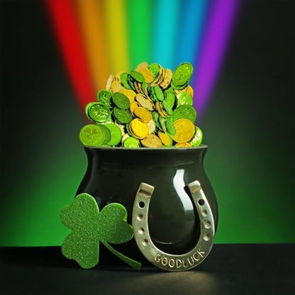 A pack of fifty imported St. Patrick's Day plastic treasure coins used for educational counting activities.