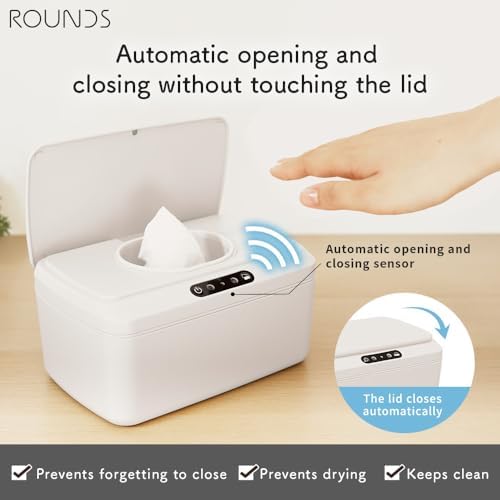 Smart touchless wipes holder open showing internal compartment