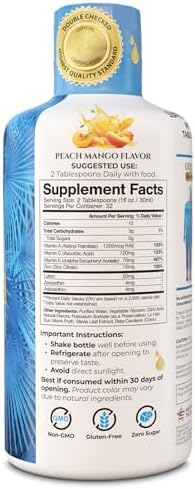 Tropical Oasis Liquid 20/20 Vision supplement nutritional facts label