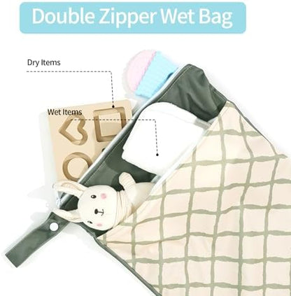 Detailed view of the waterproof polyester material and print