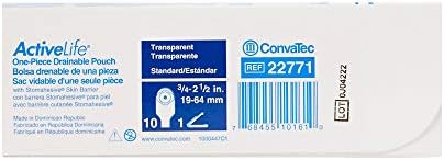 Pack of ten ConvaTec 22771 drainable colostomy pouches with included tail closure clips