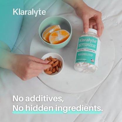 Klaralyte potassium and sodium mineral supplement bottle showing safety seal and manufacturing details.