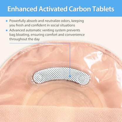 Heagimed one piece drainable stoma pouch showing the open ended bottom structure for easy emptying