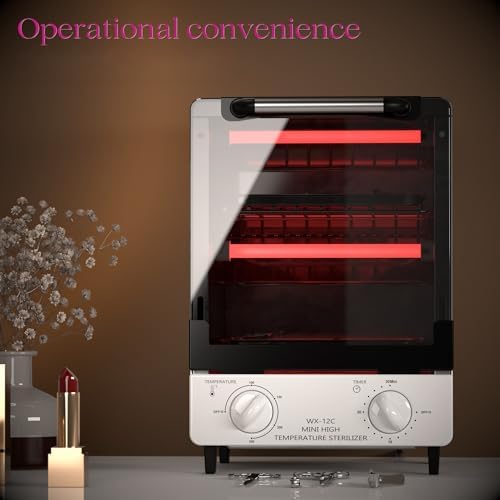 Nail tool sterilizer with door open and trays inside