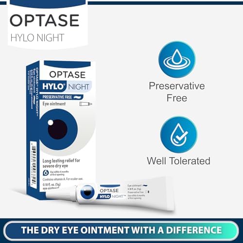 Side view of Optase eye ointment showing Vitamin A and 6 hour protection labels.