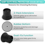 Close up view of the heavy duty rubber backing on the Mumeasy safety gate extender