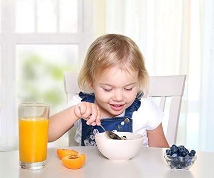 Set of 9 kids spoons arranged for mealtime display