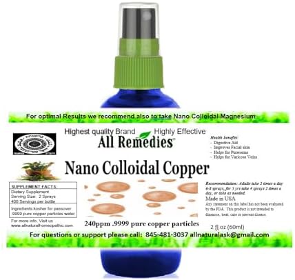 All Remedies liquid nano copper two hundred and forty parts per million dietary formula for joint comfort