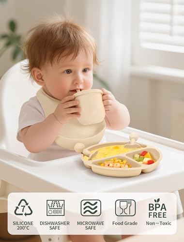 Silicone baby suction plate and bowl from Jelldjk feeding set