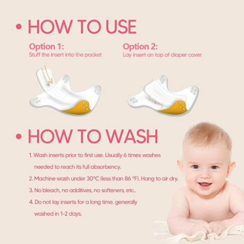 High absorbency bamboo cloth diaper inserts for toddlers