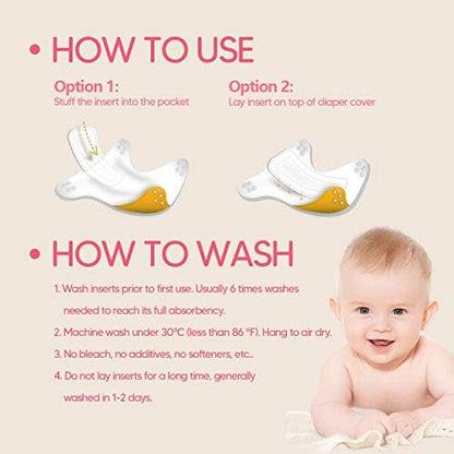 High absorbency bamboo cloth diaper inserts for toddlers