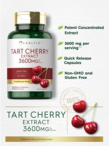 Carlyle tart cherry supplement bottle showing serving size and supplement facts