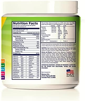 Maximum Slim Kids organic powder mix ingredient profile label