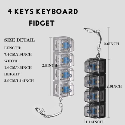 Close up view of mechanical switch tester keychain showing glowing LED lights inside