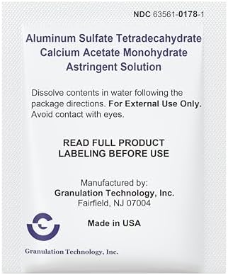 Side view of medicated soak solution box displaying active ingredients and product directions.