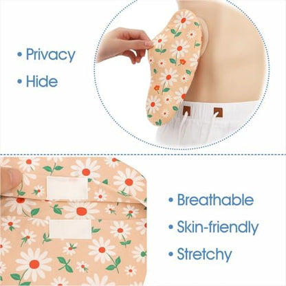 Multicolor patterned ileostomy bag covers for discreet daily wear.