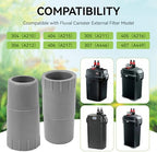 Two pack Magluv canister filter tube adapters demonstrating precise dimensions for inlet ports