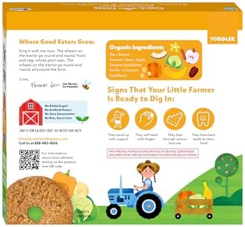 Once Upon A Farm clean label toddler snacks showing individual wheel shaped pieces
