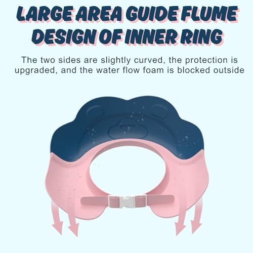Adjustable buckle closure system on the back of the soft silicone toddler bath visor.