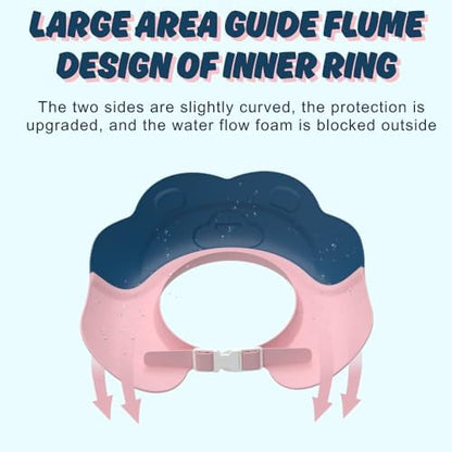 Adjustable buckle closure system on the back of the soft silicone toddler bath visor.