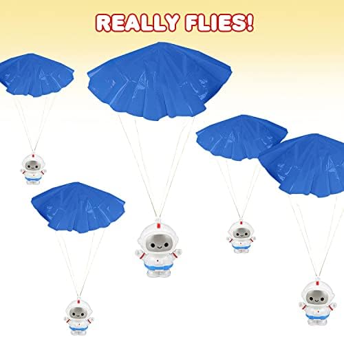 ArtCreativity durable paratrooper toys floating gently toward the ground outdoors