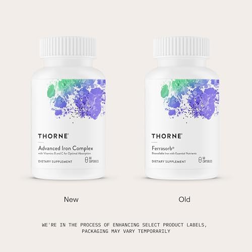 Thorne Advanced Iron Complex capsule close up showing clean vegetarian ingredients