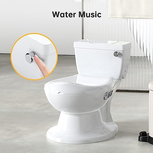GarveeLife children portable toilet showing the interactive flush handle with sound feature