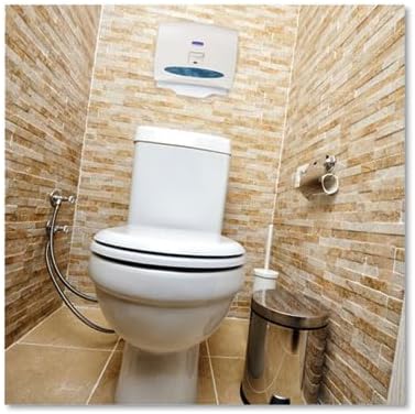 Side angle of the compact portable packaging of Scott personal seats protective restroom covers.