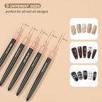 Close up of Zeohbety nail art brush black handle and rose gold ferrule