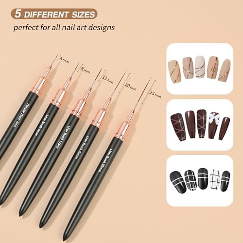 Close up of Zeohbety nail art brush black handle and rose gold ferrule