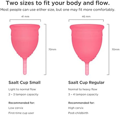 Close up of Saalt menstrual cup flexible stem and bulb shape design