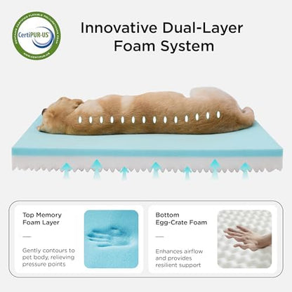 Bedsure Memory Foam Dog Beds Large Sized Dog - Orthopedic Pet Beds for Crate with Removable Washable Cover and Nonskid Bottom, Plush Flannel Fleece Top Pet Mat, Grey - Image 3