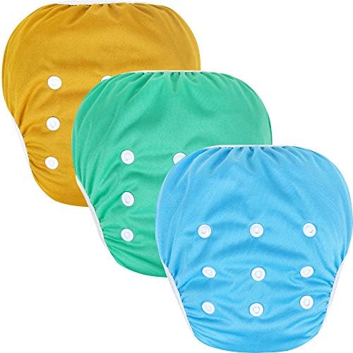 Three pack of Leekalos large size baby swim diapers spread out cleanly