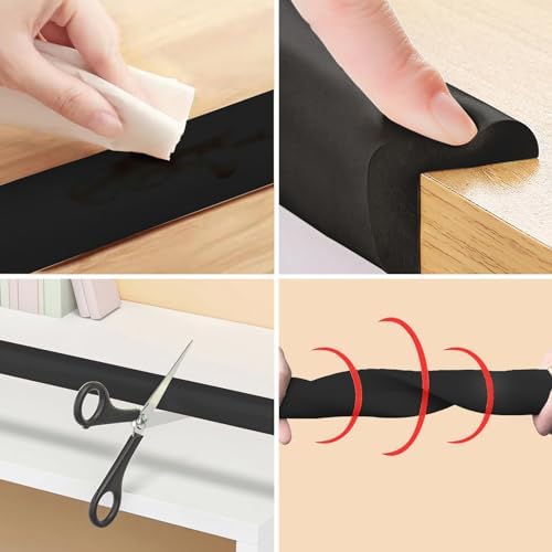 Foam Baby Proof Corners and Edges, Corner Protector Baby(12ft Edge+4corners) Adhesive for Table, Furniture, Cut to Any Size, Easy Install and Remove on Wood Metal Glass - Image 6