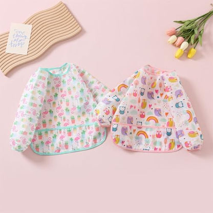 Three pack toddler weaning smock bibs with long sleeves